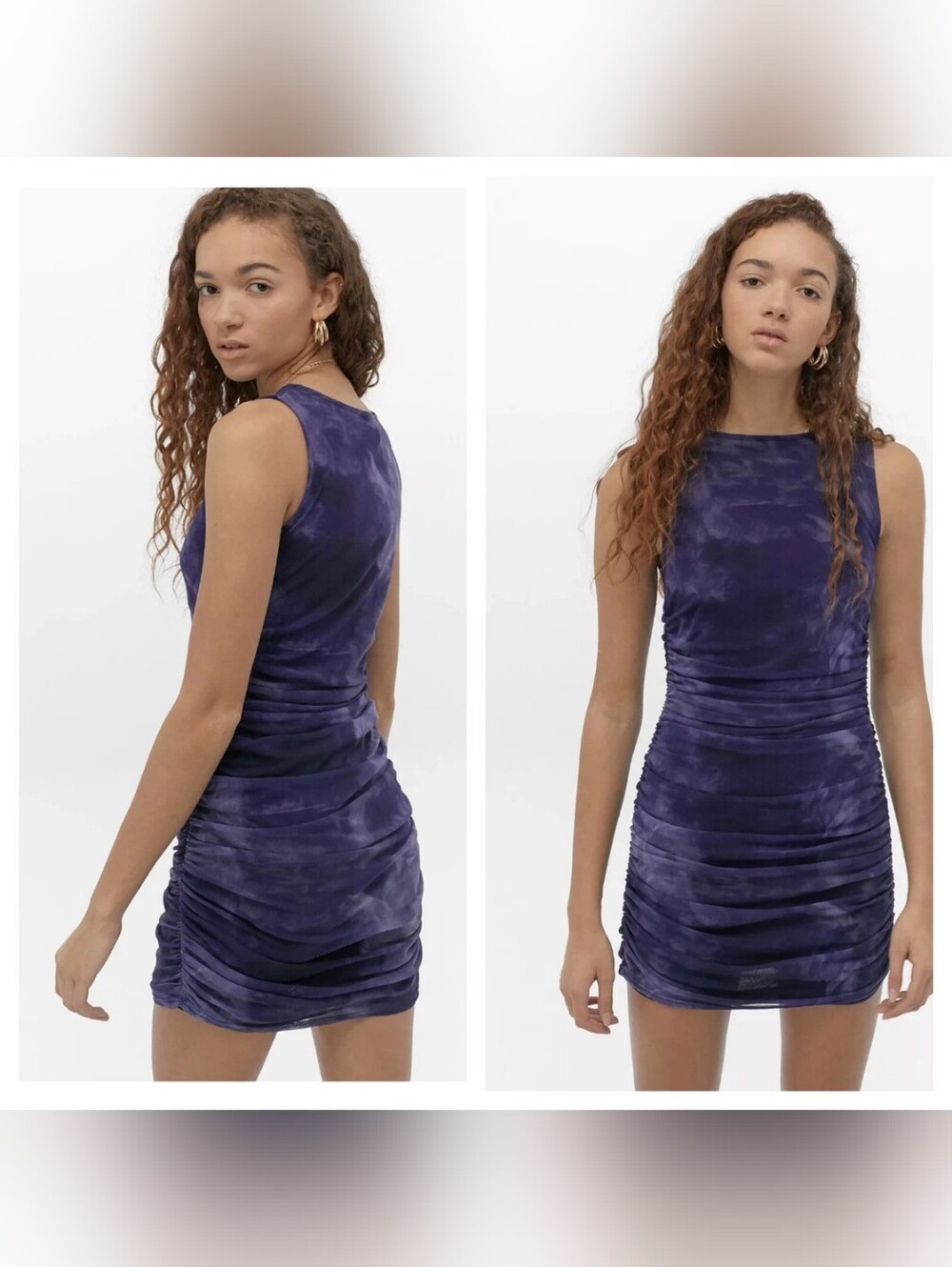 Urban Outfitters Sleeveless Ruched Bodycon Dress Dark Purple